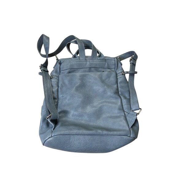 Miztique Backpack/Purse Blue Faux Leather Backpack Purse With Striped Lining - Picture 4 of 9